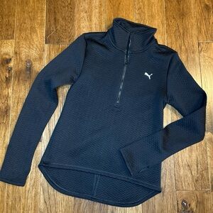 Black puma 1/4 zip pullover chevron texture warm cell split back